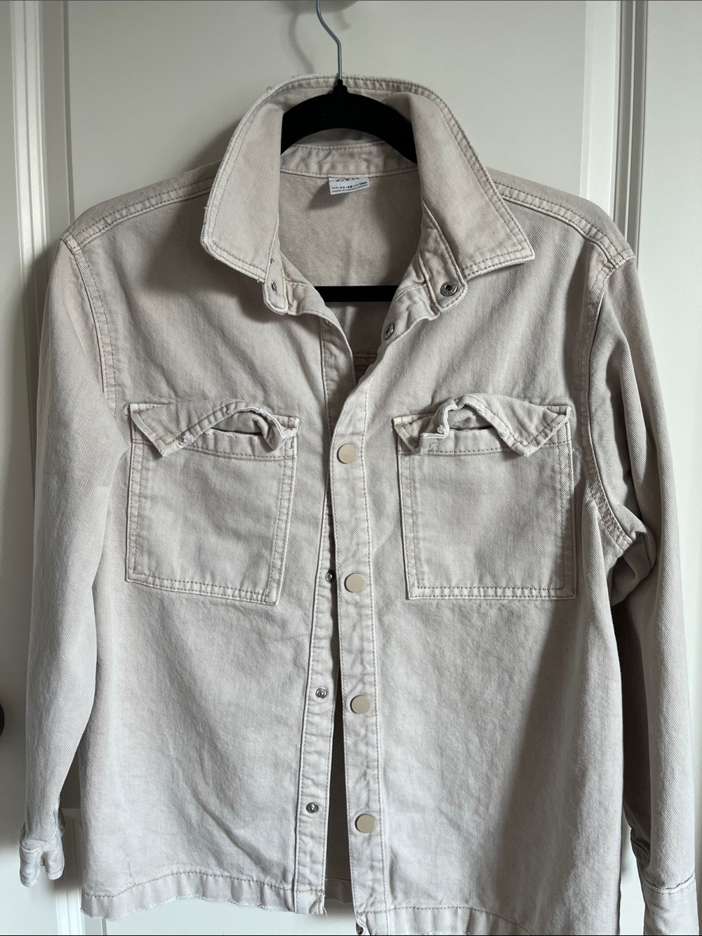 Zara Light Beige Denim Shacket with Chest Pockets